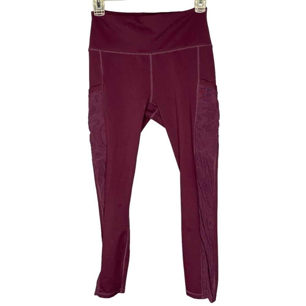 Fabletics plum sheer sides rouging workout yoga leggings size small